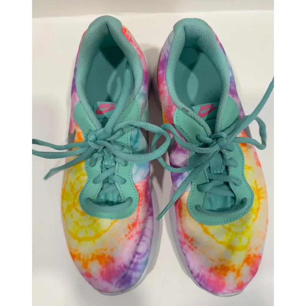 NIKE Tanjun Sneakers Tie Dye Print Tropical Twist / Metallic Silver Size 5.5 - Picture 4 of 7